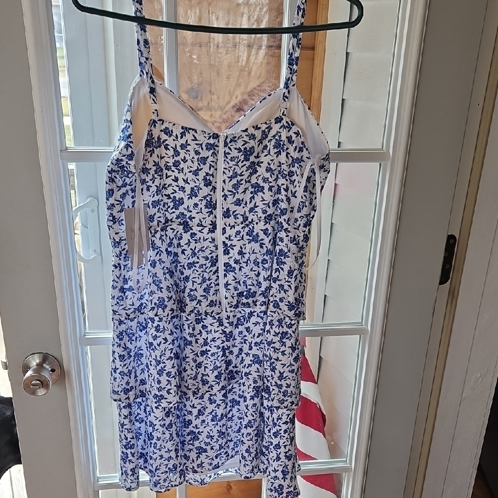 by & by White Dress with Blue Floral Print - Picture 4 of 5